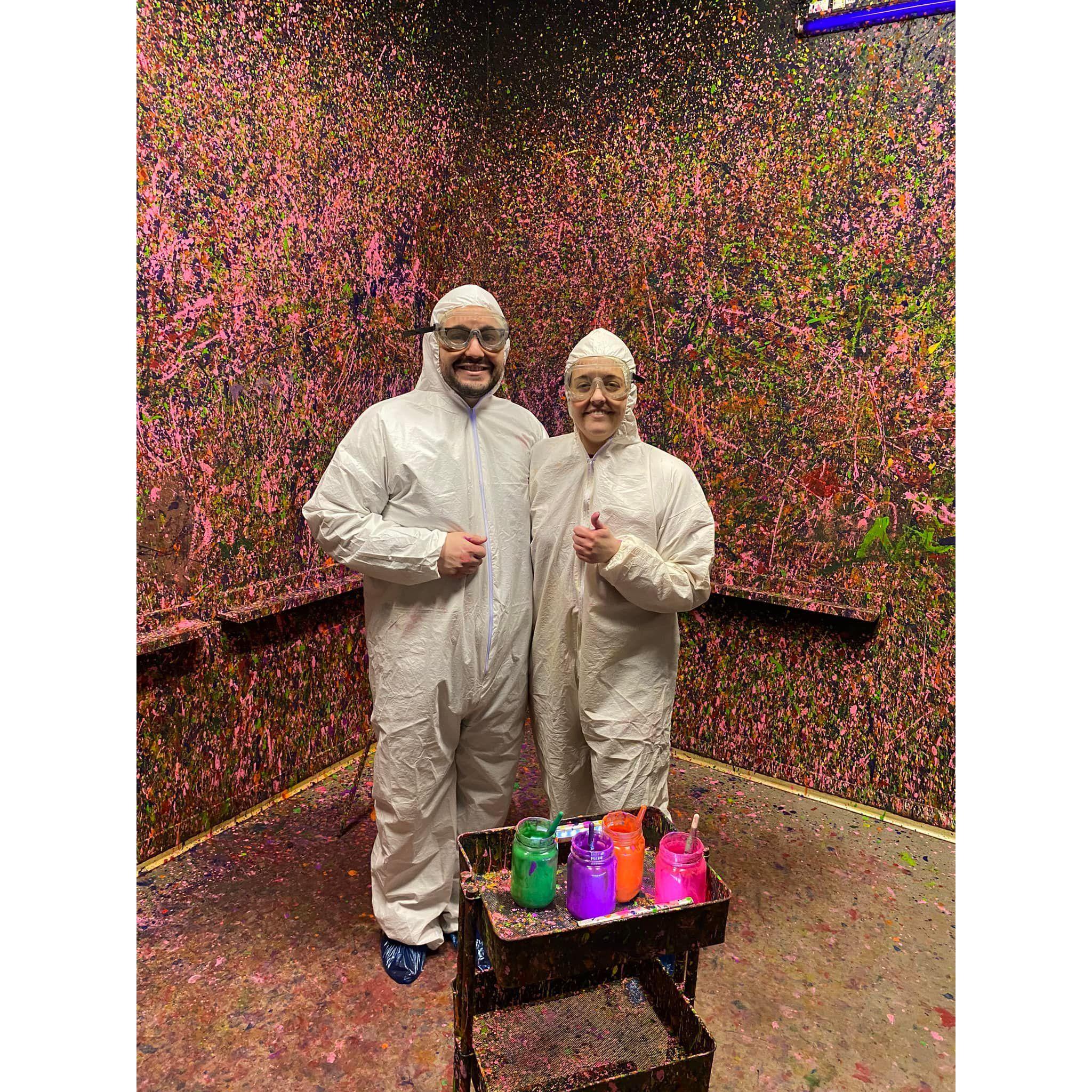 That time we decided to fling paint around a room while blasting music from the early 2000s.