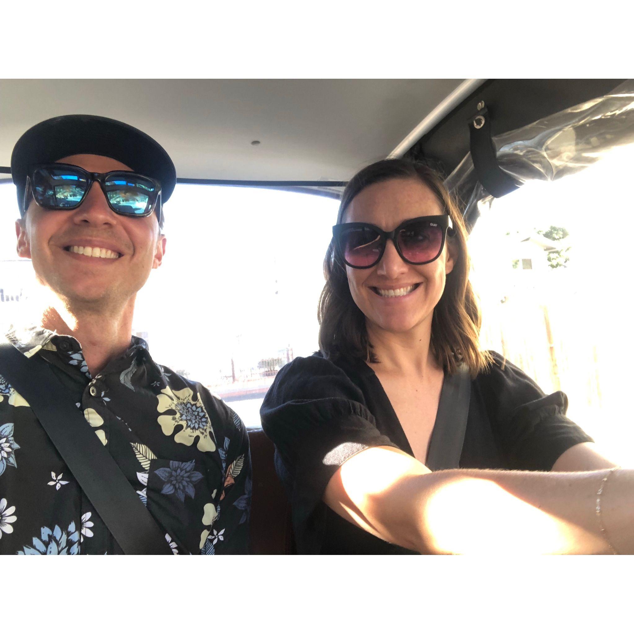 Cruising a golf cart in Catalina, 2023