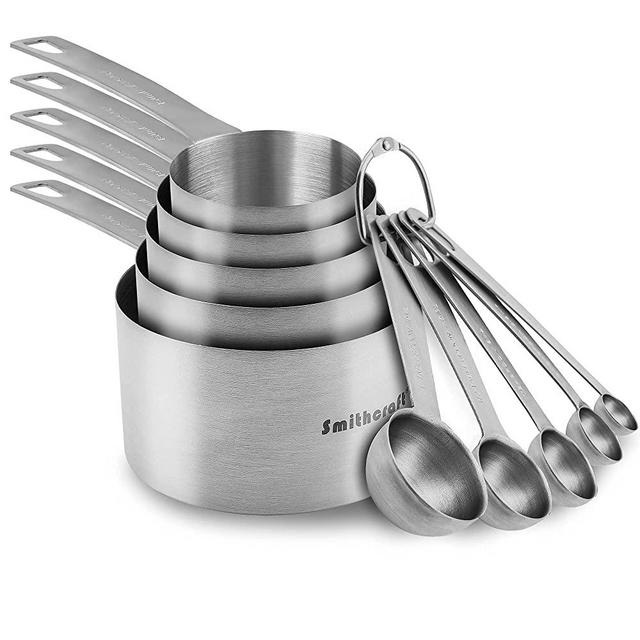 Measuring Cups and Spoons Set, 18/8 Stainless Steel Measuring Cups and Spoons Set of 11pcs Complete Professional Measurer Ingredients Leveler Liquid or Dry Heavy Duty Solid Measurment Cup