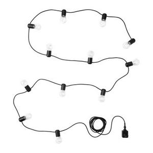 SVARTRÅ LED light chain with 12 lights, black, outdoor