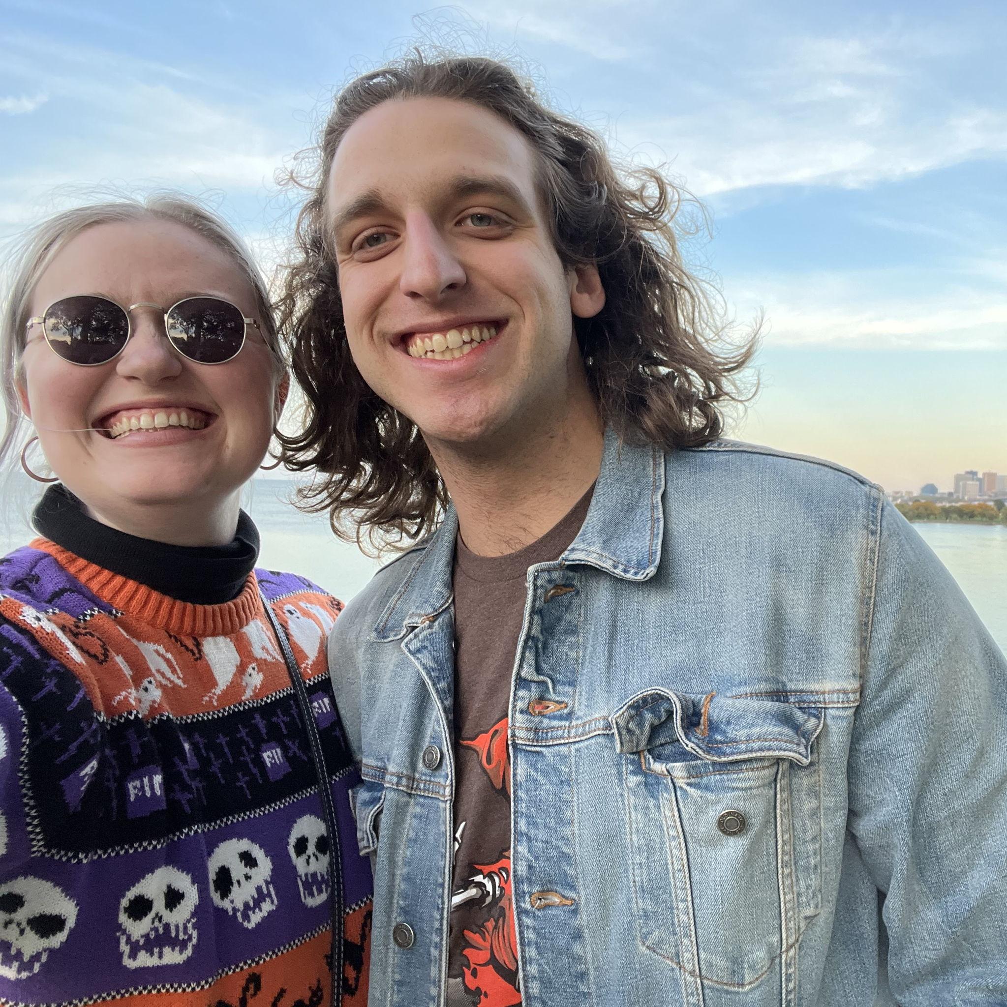 Our first photo together! Skyline view of Cleveland