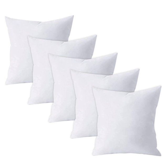 QUBA LINEN Throw Pillow Inserts (Set of 5, White), 18x18 Inches - Premium Cushion Fillers for Sofa, Bed, and Home Décor (18x18 Inch (Pack of 5))