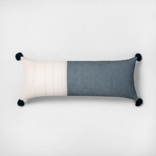 Oversized Lumbar Pillow Sour Cream / Navy - Hearth & Hand™ with Magnolia