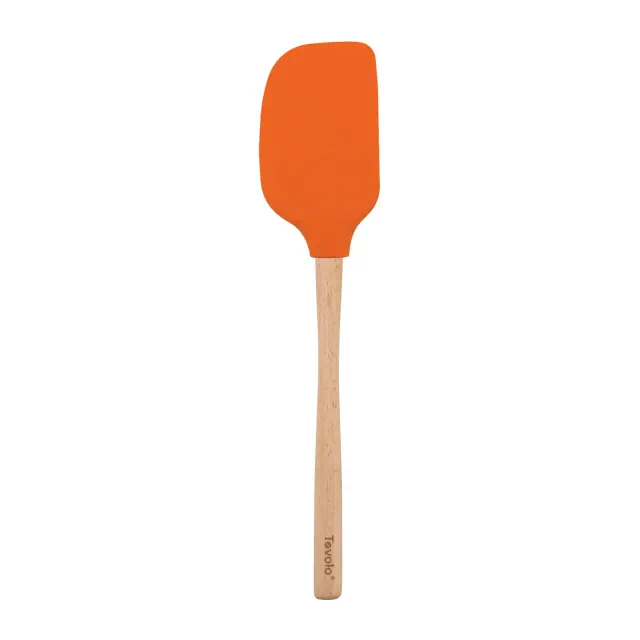 Tovolo Flex-Core Wood Handled Silicone Jumbo Spatula, Orange Peel