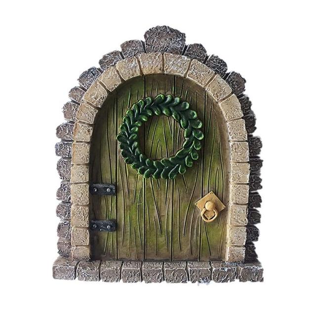 MUAMAX Fairy Garden Door Accessories Miniature Fairy Doors Wall Indoor/Outdoor Mystical Door for Tree Trunk (Brown)