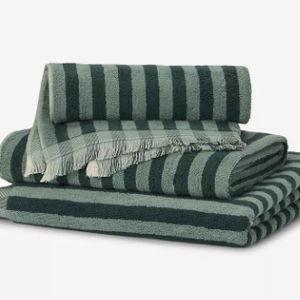 Green Pembroke Stripe Cotton Hand Towel
