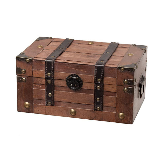 SLPR Alexander Wooden Storage Trunk | Decorative Small Wooden Chest with Lid