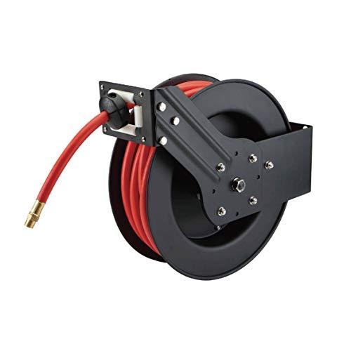 MaxWorks 80720 50ft Auto Rewind Retractable Reel with 3/8" x 50' Air Hose with Brass Fittings