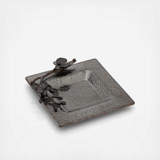 Black Orchid Glass Snack Dish