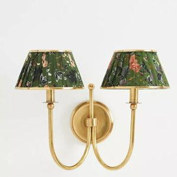 Lee Double-Articulating Shaded Brass Sconce Wall Light