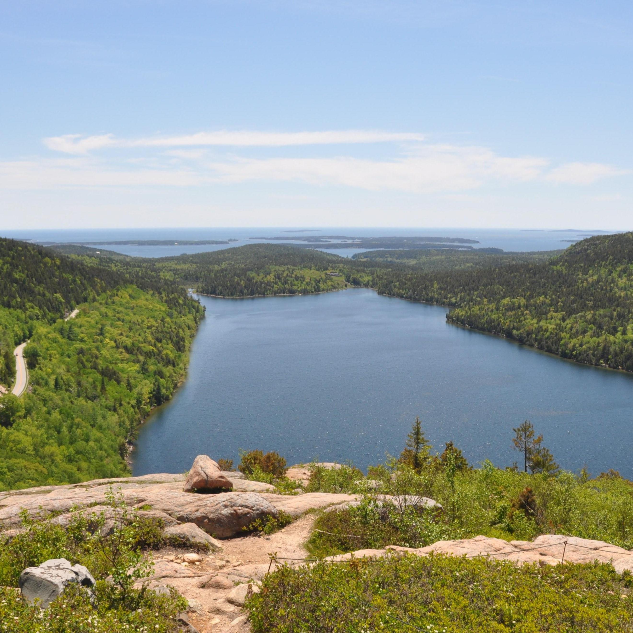 View of Jordan Pond from the top of North Bubble