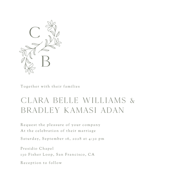 Creston Square | Dark Sage | Zola Wedding Invitations