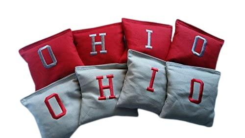 Ohio Cornhole Bags Full Size Regulation Grey and Red bags