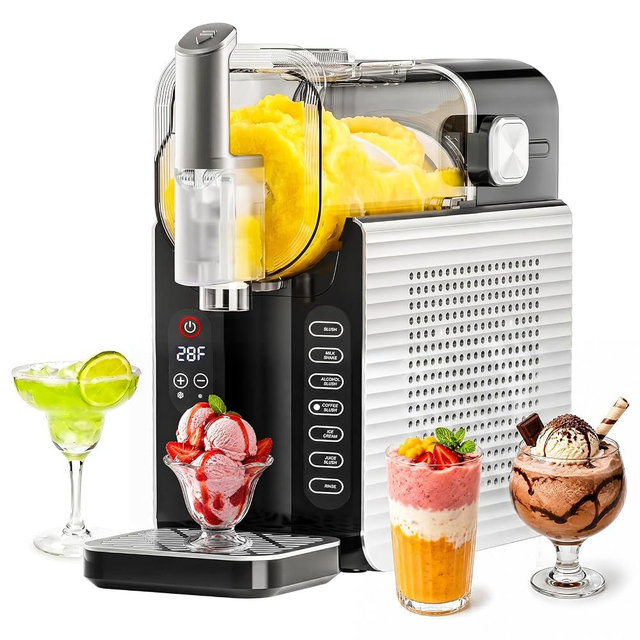 LIFECREEK 88oz Slushie Machine for Home, No Ice Needed Frozen Drink Maker with 7 Presets, Auto-Clean, One-Touch Start, Recipe Book Included, Slushie Maker for Margarita, Milkshake, Frappe, Silver
