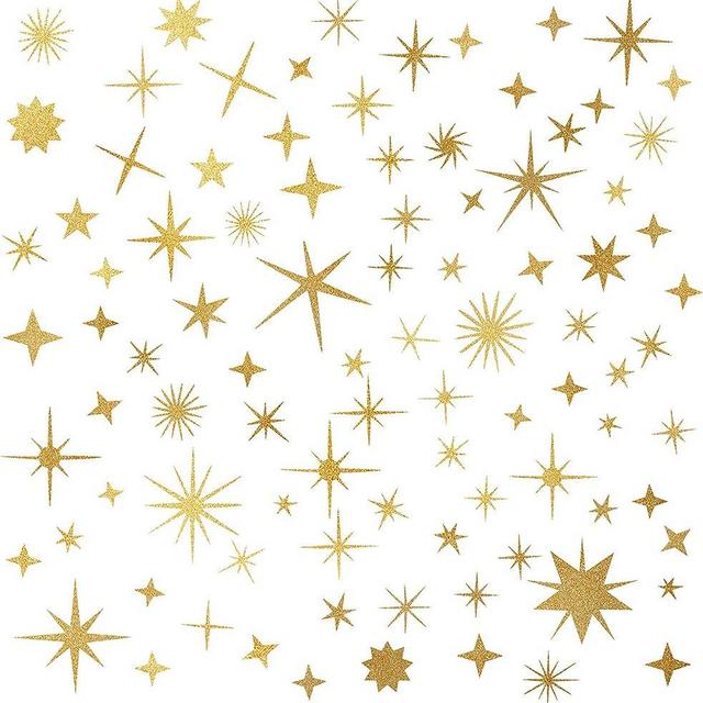 Sparkle Decals Star Decals, Nursery Wall Decal, Kids Room Decor, Star Wall Decor, Sparkle Wall Art, Baby Room Star Wall Sticker Peel&Stick Removable Decals (Vintage Gold)