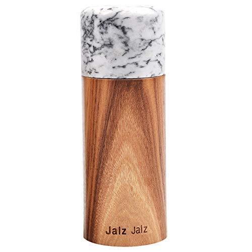 jalz jalz Natural Wood Pepper Grinder Salt Mill Graphic sense of design with Precision Mechanism White Marble Top