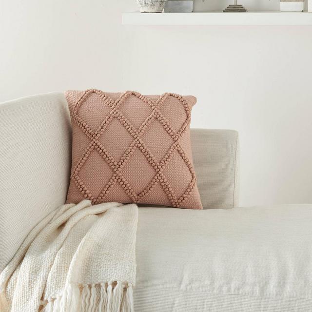 18"x18" Life Styles Diamond Lattice Throw Pillow Blush - Mina Victory