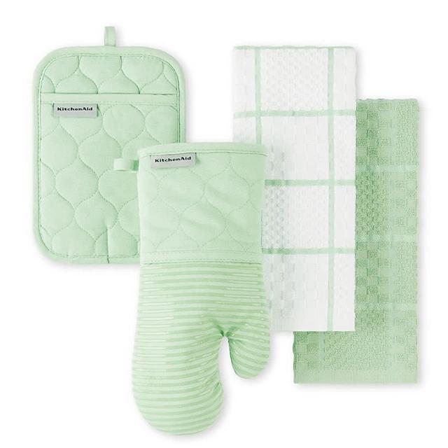 KitchenAid Onion Quilt KT OM PH Kitchen Towel, Oven Mitt & Potholder Set, Pistachio