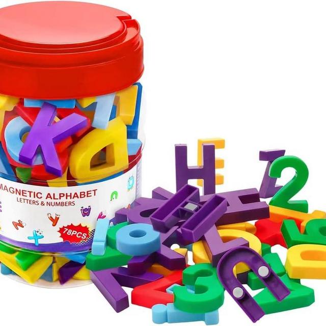 Magnetic Letters and Numbers Toy Set: Strong Magnetic 78 PCS Colorful Alphabet Magnets for Toddlers - Educational ABC 123 Fridge Magnets