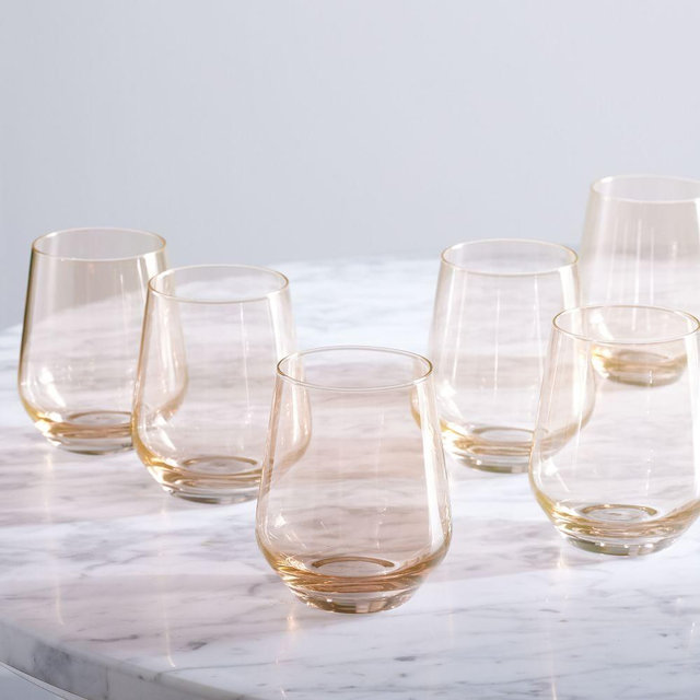 Estelle Colored Glass Stemless Wine Glass Blush Pink Colored