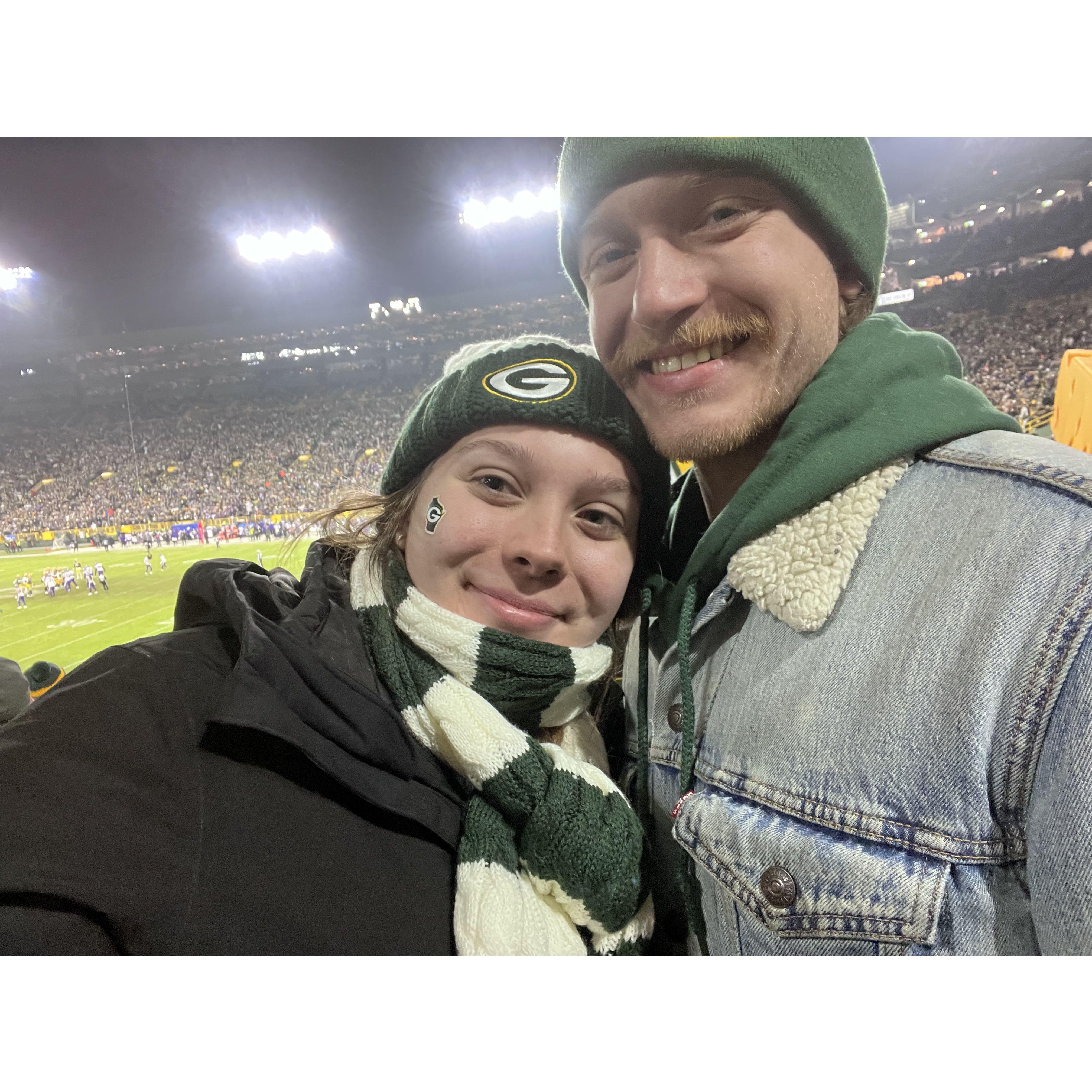 I surprised Alex with Packers tickets for Christmas. Got to see Aaron score a touchdown!