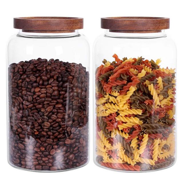 Tzerotone Glass Coffee Bean Storage Containers,2 Piece 60oz