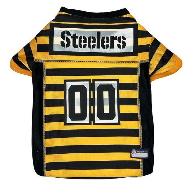 Pets First NFL Pittsburgh Steelers Throwback Dog Bumblebee Jersey, Retro Dog Yellow and Black Football Jersey, Size Large, Vintage Dog Shirt