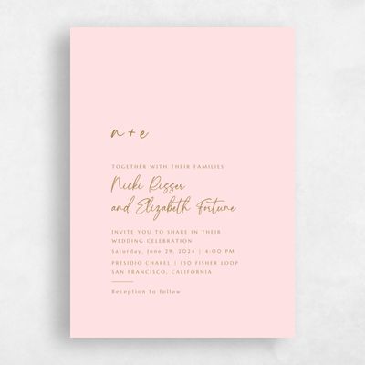 Soft Pink Wedding Invitation - Mondelli Portrait