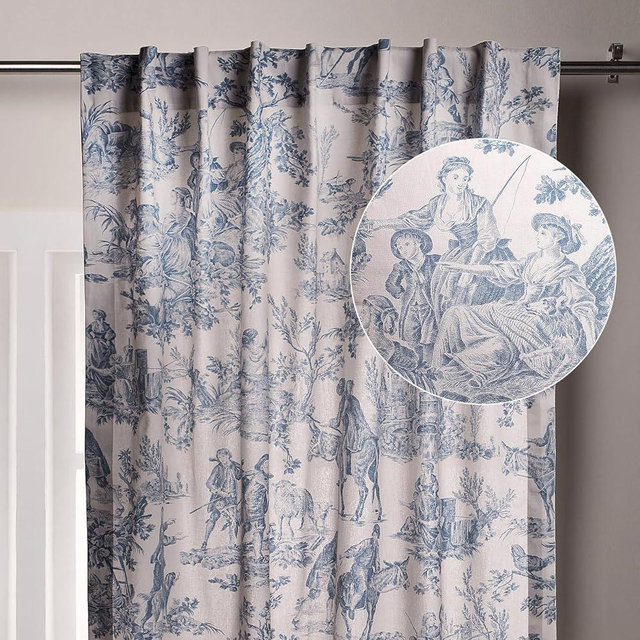 Maison d' Hermine 100% Cotton Curtain - 50"x84" Denim Decorative Curtain - Aesthetic Curtains for Farmhouse, Kitchen & Bedroom - for Spring & Summer - The Miller Collection