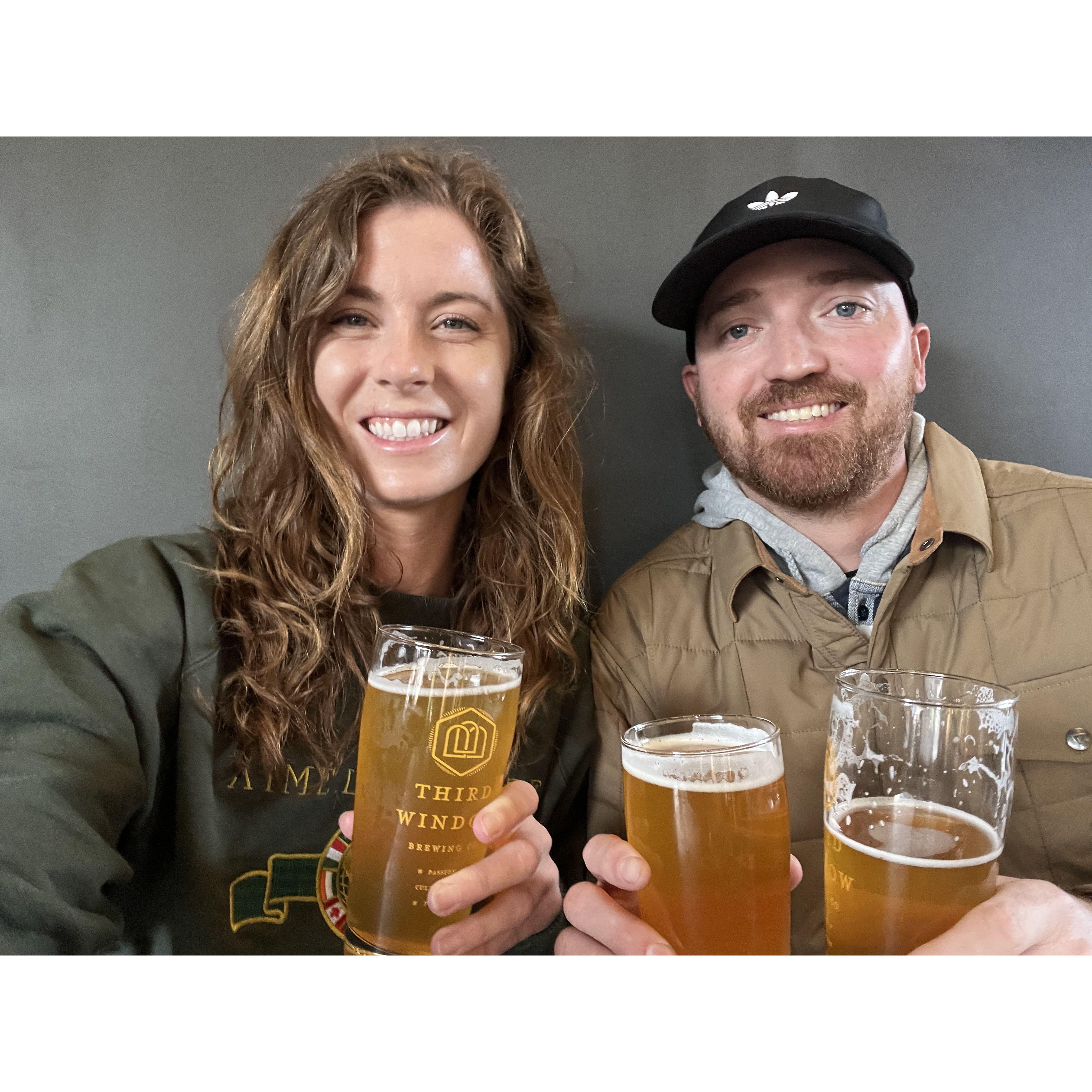 Some brews and smiles at the place we met on the night we awaited Whiskeys arrival