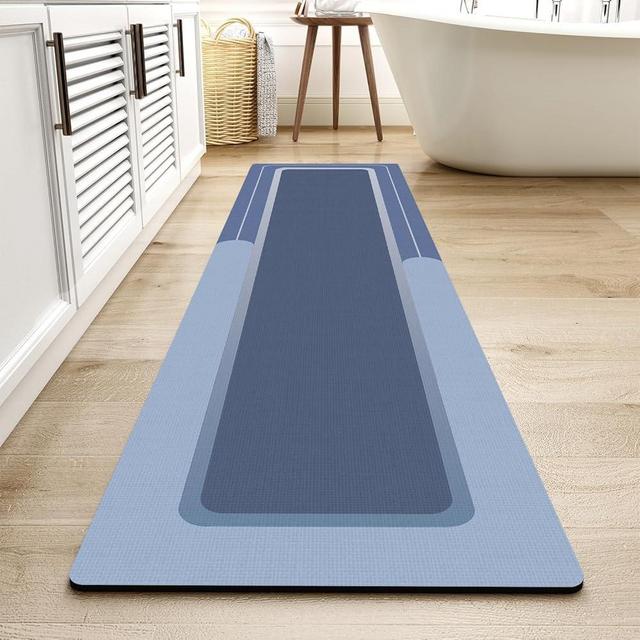 MontVoo-Bath Mat Rug Long Non Slip Super Absorbent Bathroom Runner Stain Resistant Quick Dry Thin Bathroom Mat Fit Under Door-24"x70",Navy