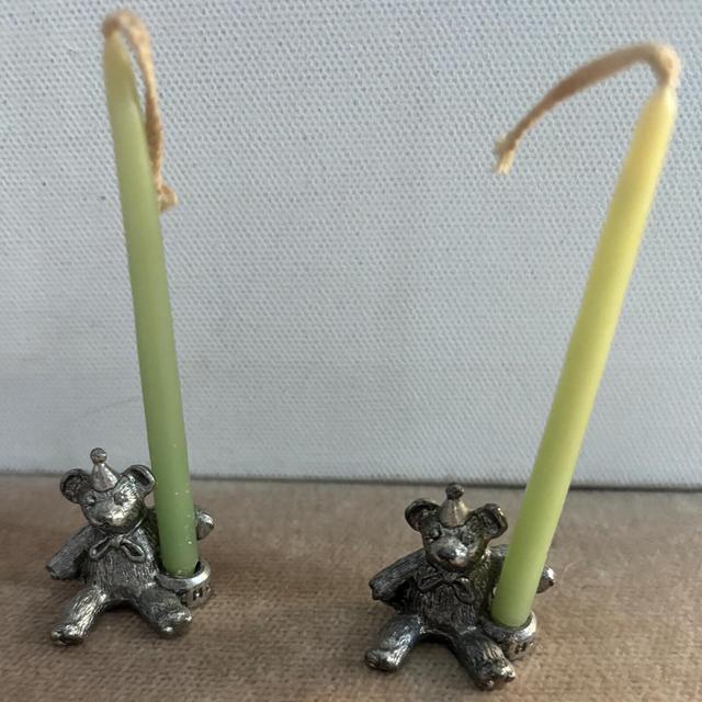 Vintage Teddy Bear Birthday Bear Metal Candle Holders with Candles Lover Antiques and Vintage