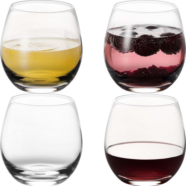 GoodGlassware Stemless Wine Glasses (Set Of 4) 15 oz - Crystal Clear Clarity, Classic Bowl Design Perfect for Red and White Wines - Dishwasher Safe, All-Purpose Tumblers