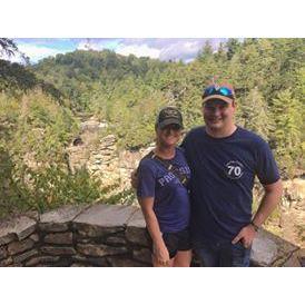 Hiking at Looking Glass Falls during our first camping weekend in Western NC.