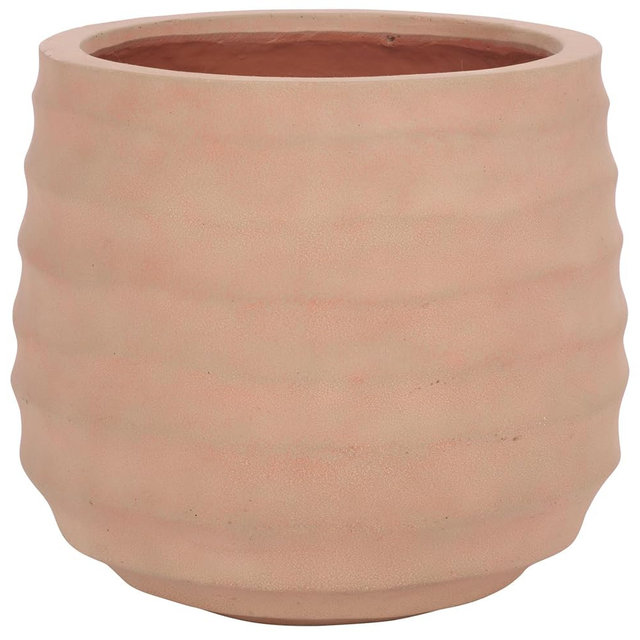 SAFAVIEH Outdoor Patio Furniture Collection - Marta Terracotta Ficonstone Planter Pot, Modern Round Plant Container, Fully Assembled (PAT1542D)