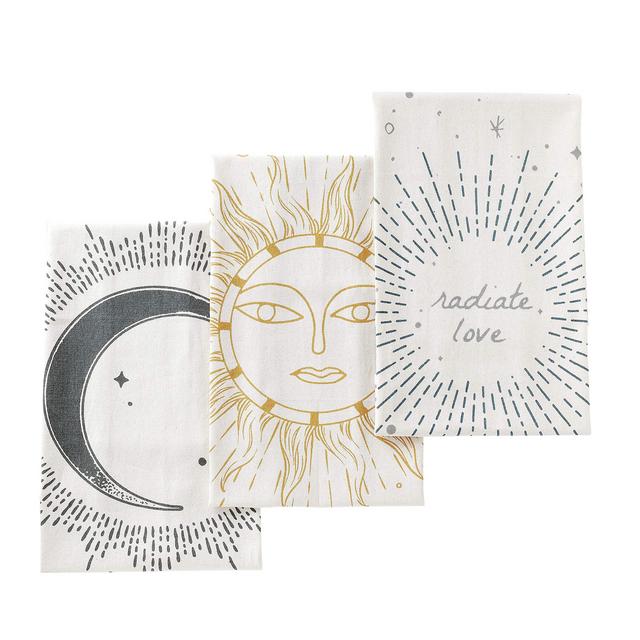 Folkulture Tea Towels or Kitchen Towels with Hanging Loop, 20 X 26 Inches Boho Dish Towels, 100% Cotton and Modern Dish Towels, Flour Sack Hand Towel for Farmhouse Kitchen Décor, Set of 3, Tarot