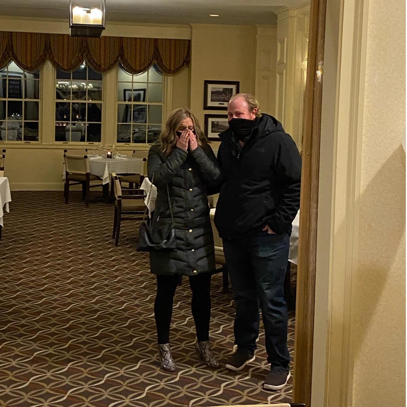 Walking into our families after Brandon proposed