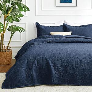 Love's Cabin Quilts for Queen Bed Navy Blue Bedspread