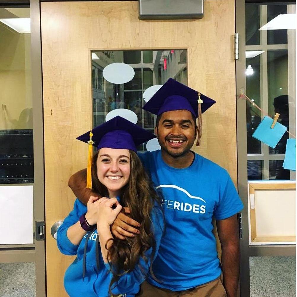 MJ and SJ met in college through a service organization called, "SafeRides". This organization and mission to end drinking and driving was close to our hearts!