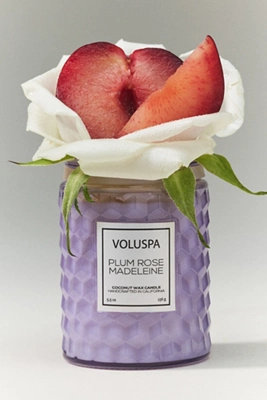 Voluspa Floral Plum Rose Madeleine Glass Candle