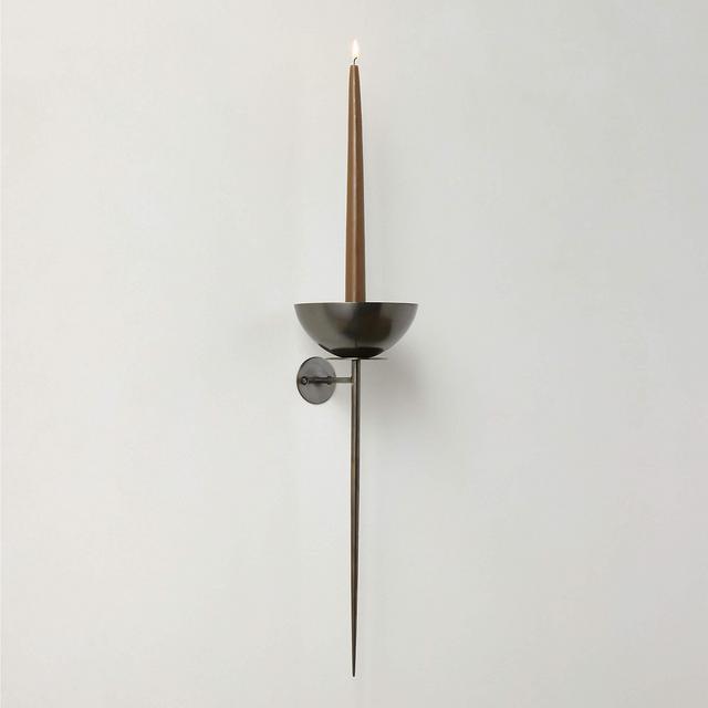 Vela Blackened Brass Wall Sconce Taper Candle Holder