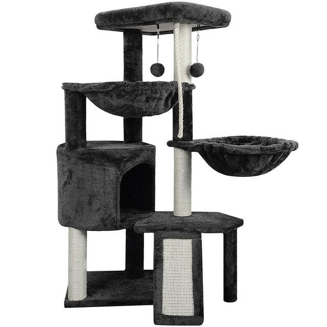 Xin Three Layer Cat Tree with Cat Condo and Two Hammocks,Darkgray …