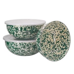 Splatter Covered Multi-Purpose Bowl Set (green & cream splatter)