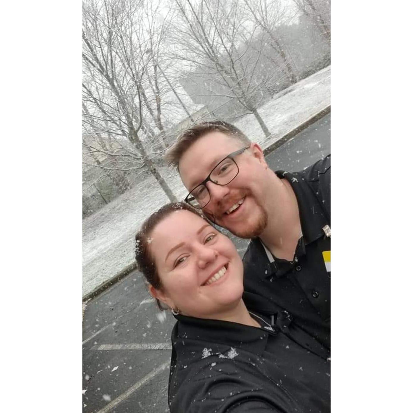 In the snow.