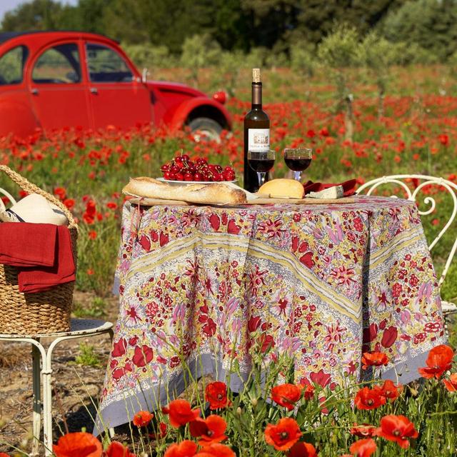 French Tablecloth Jardin Red & Grey (rectangle; 71 x 106)