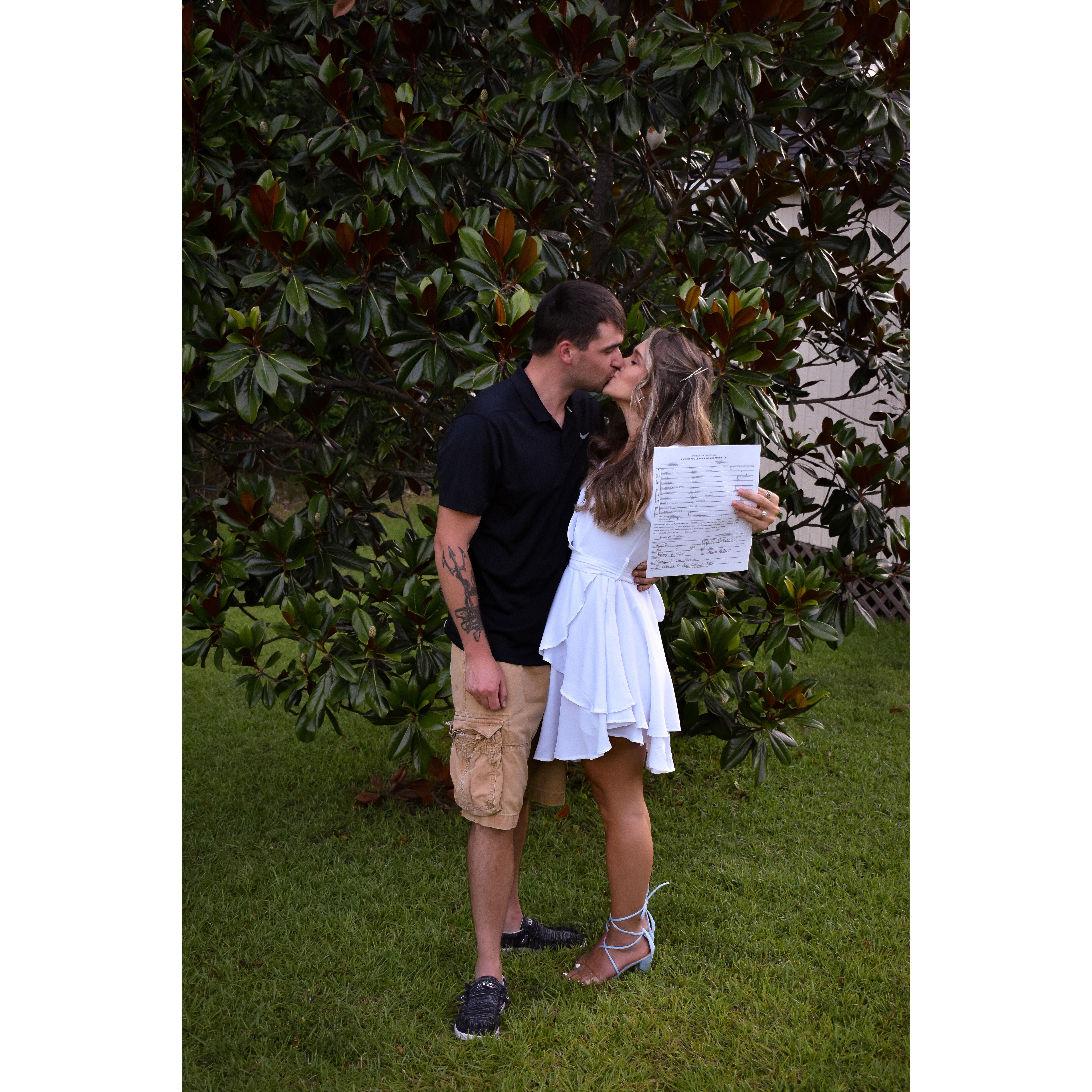 Our paper signing party (yes, we're technically married)