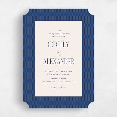 Blue Ticket Wedding Invitation - Jody Portrait