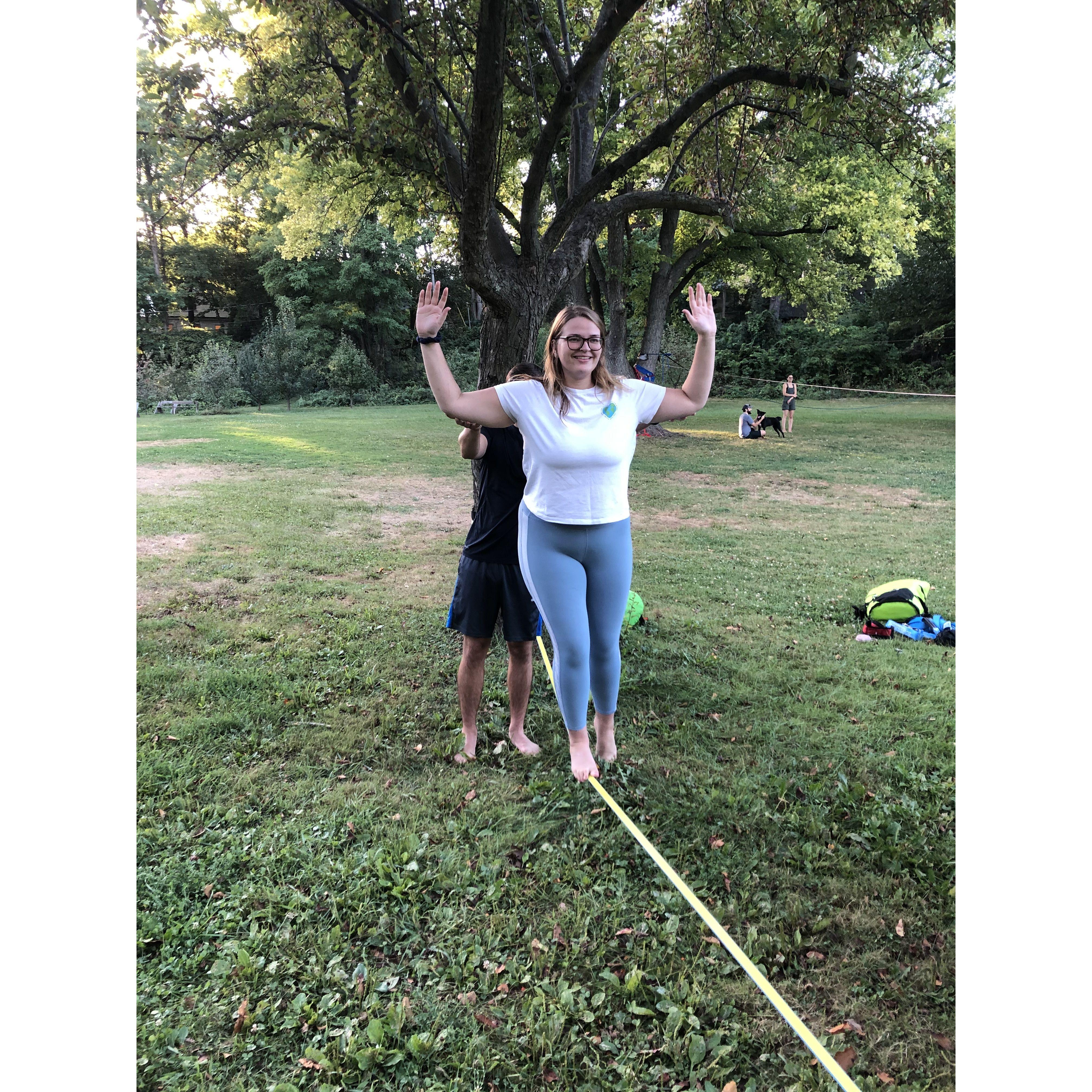 2020 - not pictured: Teresa breaking her toe on said slackline ~2 years later right before a trip to Jamaica.