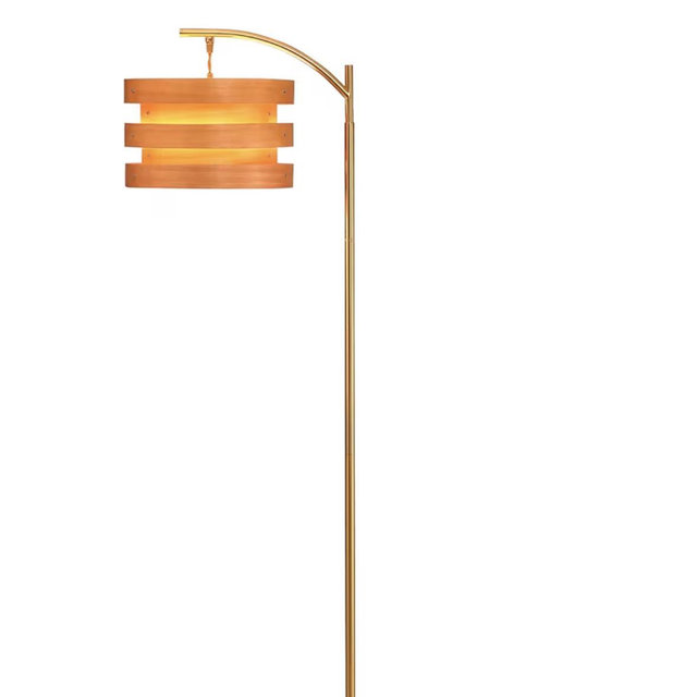 Antique Brass Strata Wooden Floor Lamp