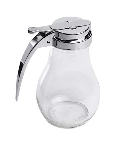 eHomeA2Z Syrup Dispenser Honey Pot Glass Jar Commercial Quality With Cast Zink Top (1, 14 Oz)
